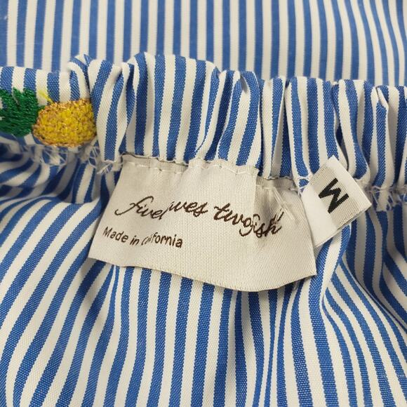 Fiveloaves Twofish Dress Girls M Pineapple Catalina Tasseled Blue White Yellow - Picture 7 of 8